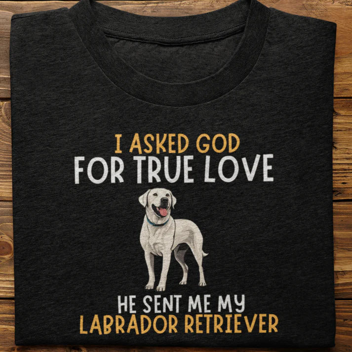 Labrador Retriever : I Asked God Tshirt Unisex Black