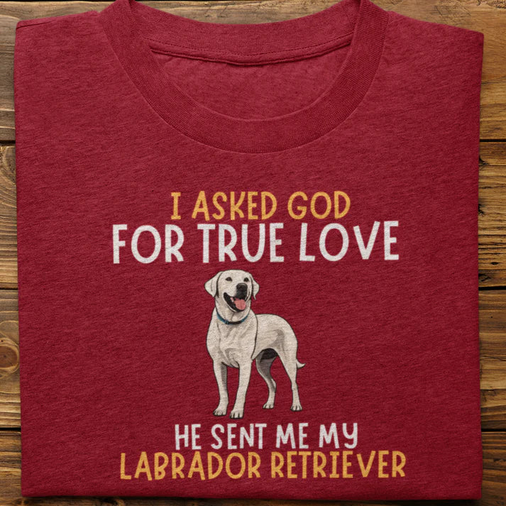 Labrador Retriever : I Asked God Tshirt Unisex Maroon