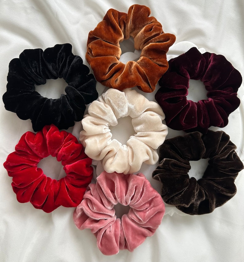 Natural silk blend velvet scrunchies